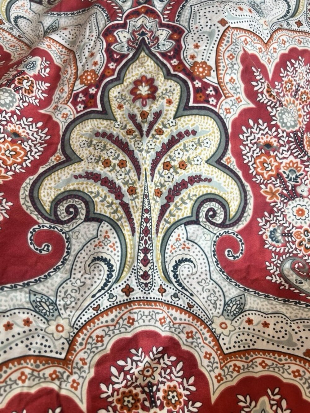POTTERY BARN S/3 EURO Pillow SHAMS Paisley Floral Red Blue 26”x26” 100% Cotton